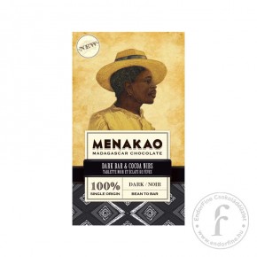 Menakao 100%-os étcsokoládé (Madagascar) kakaóbabtörettel 75g